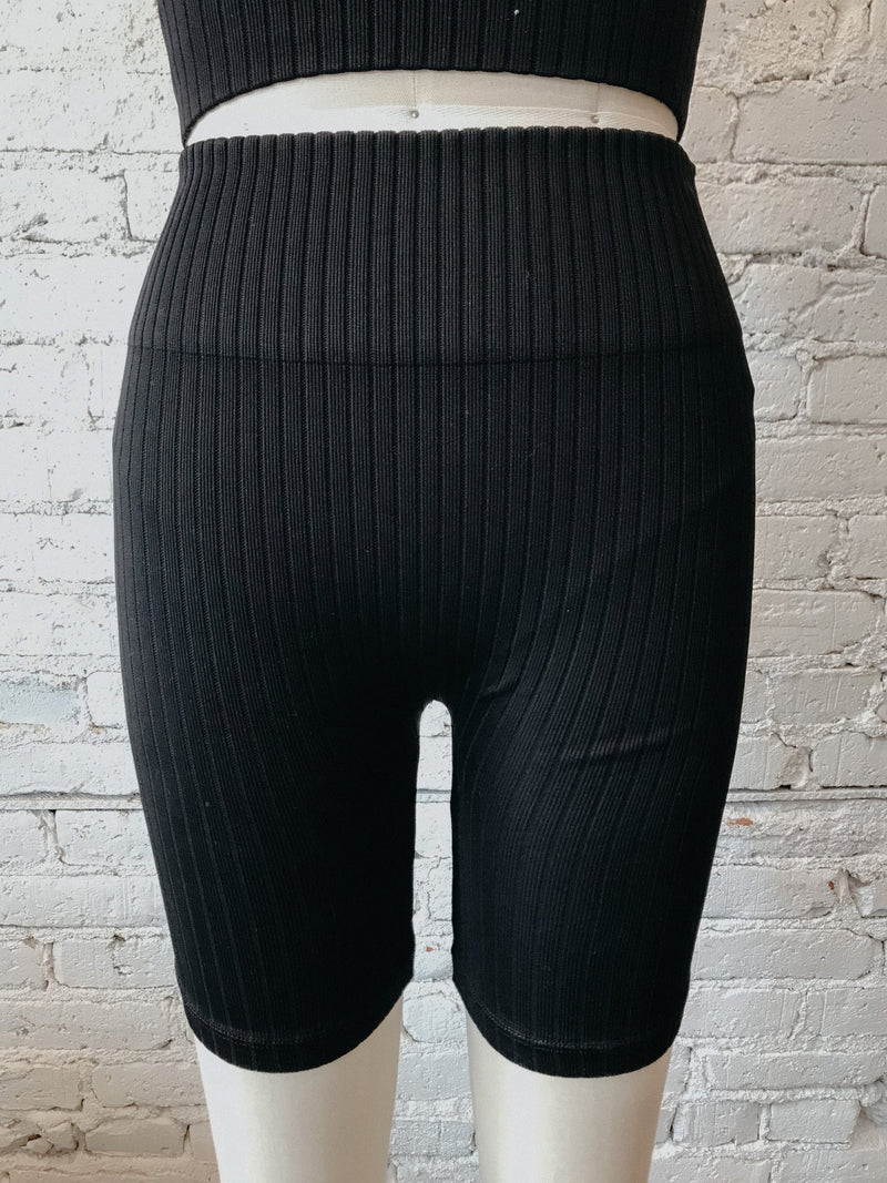 Wide Ribbed Biker Shorts-biker shorts-Yellow Umbrella