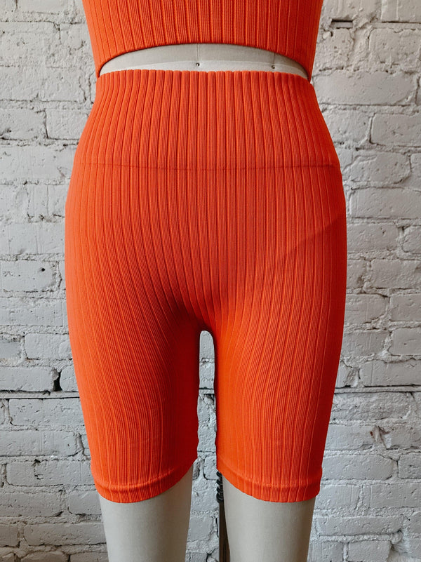 Wide Ribbed Biker Shorts-biker shorts-Yellow Umbrella
