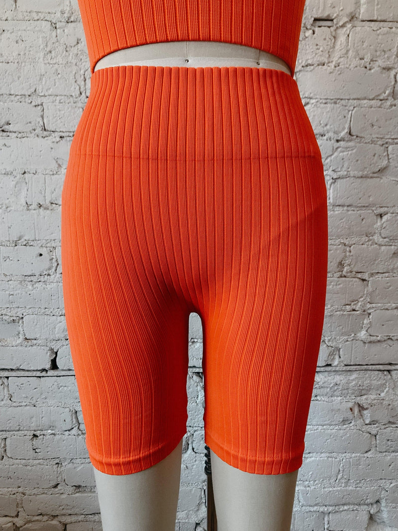 Wide Ribbed Biker Shorts-biker shorts-Yellow Umbrella