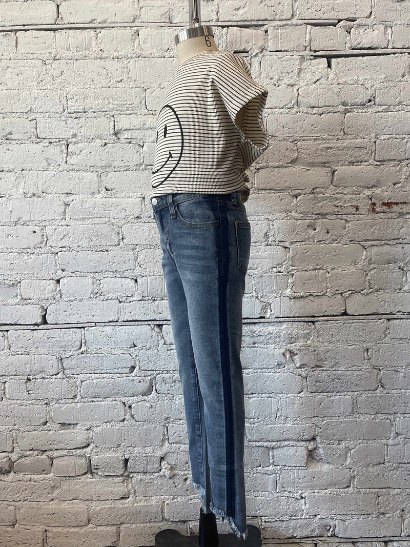 Girls Side Stripe Jeans-Girls jeans-Yellow Umbrella