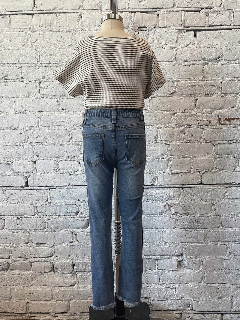 Girls Side Stripe Jeans-Girls jeans-Yellow Umbrella