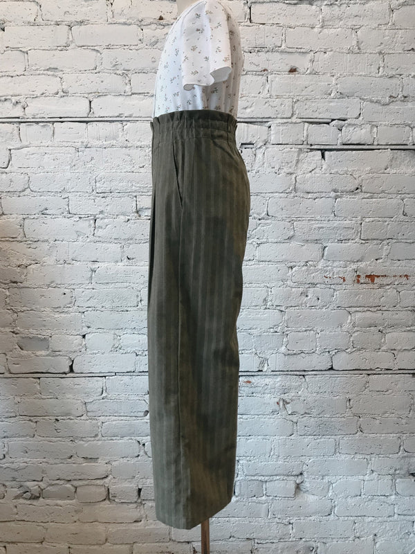 Girls Striped Wide Leg Pants-Girls Pants-Yellow Umbrella