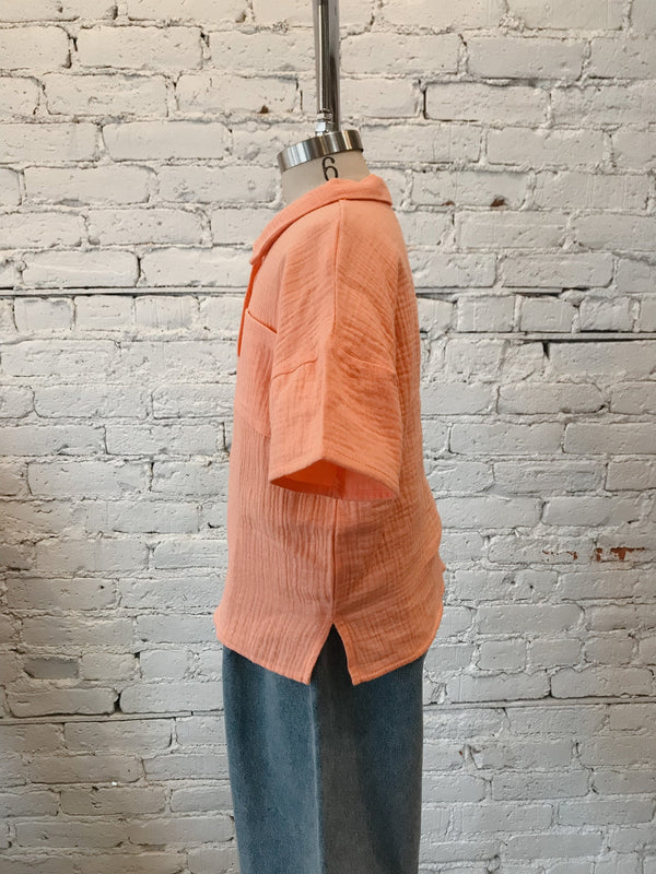 Girls Textured Collared Shirt-Girls Top-Yellow Umbrella