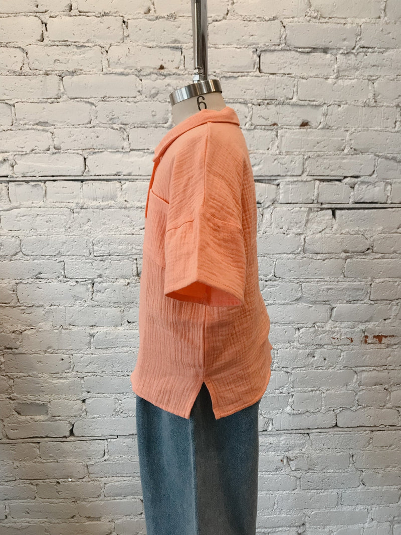 Girls Textured Collared Shirt-Girls Top-Yellow Umbrella