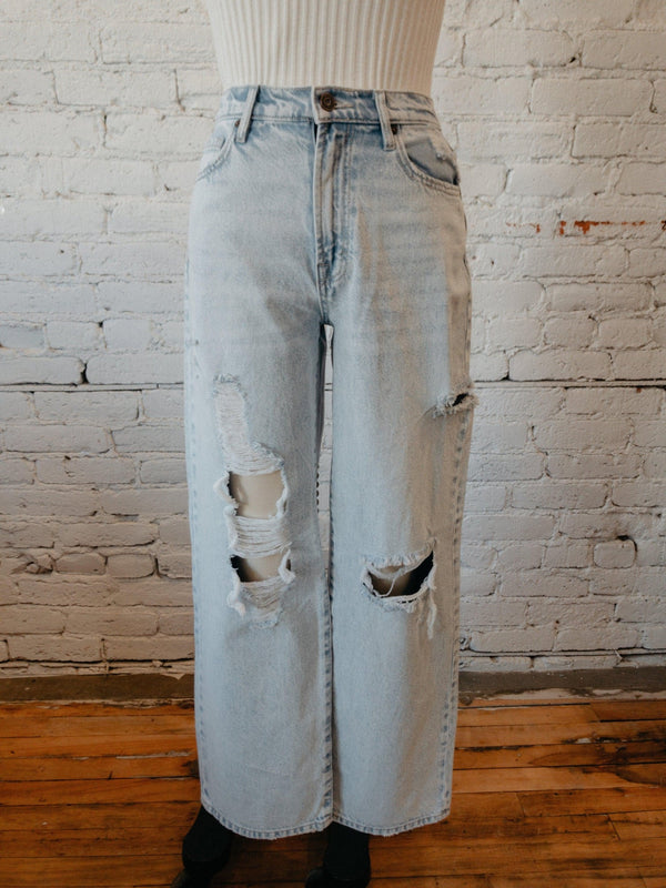 Hidden Jeans- High Rise Wide Leg Dad Jeans-Yellow Umbrella