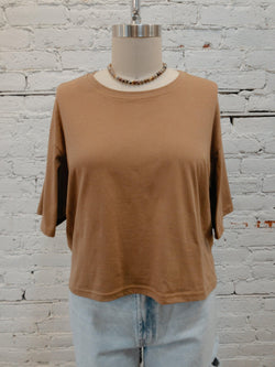 Plus Size - Solid Cropped Tee-Plus Size Top-Yellow Umbrella