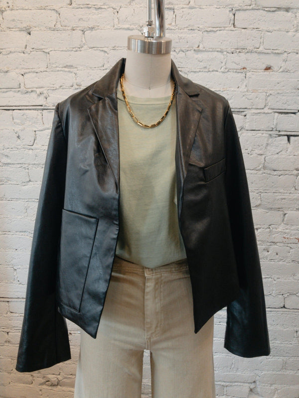 Vegan Leather Jacket-Coats & Jackets-Yellow Umbrella