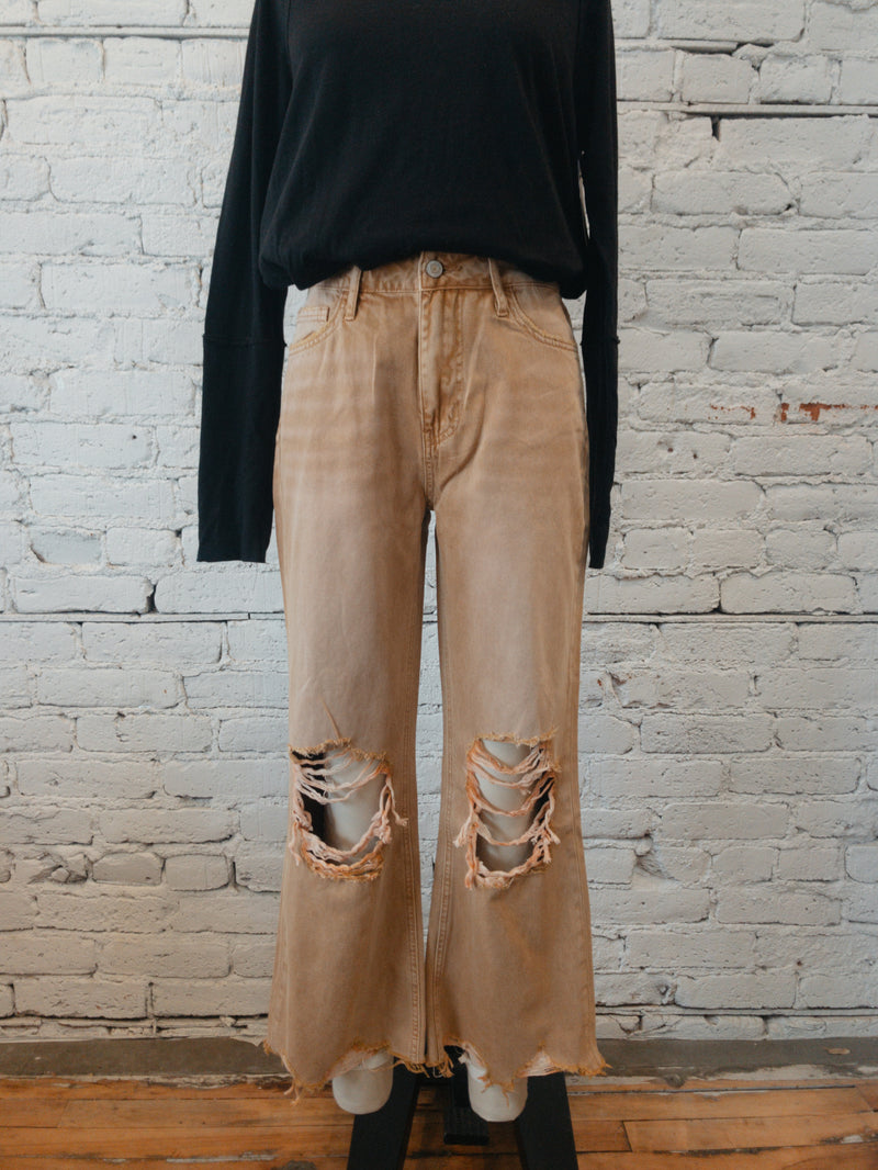 90s Vintage Crop Flare Jeans